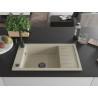 Mexen Elias 1-Kammer Granitspüle mit Abtropffläche und Küchenarmatur Rita, Beige - 6511-69-670300-70
