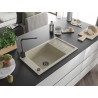 Mexen Elias 1-Kammer Granitspüle mit Abtropffläche und Küchenarmatur Rita, Beige - 6511-69-670300-70