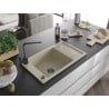 Mexen Elias Granitspüle 1-Becken mit Abtropffläche und Küchenarmatur Rita, beige - 6511-69-670300-70