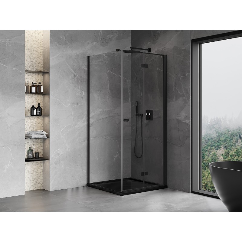 Mexen Mist-F Duschkabine klappbar rechts 110 x 110 cm, transparent, schwarz - 8A6T-110-110-70-00-P