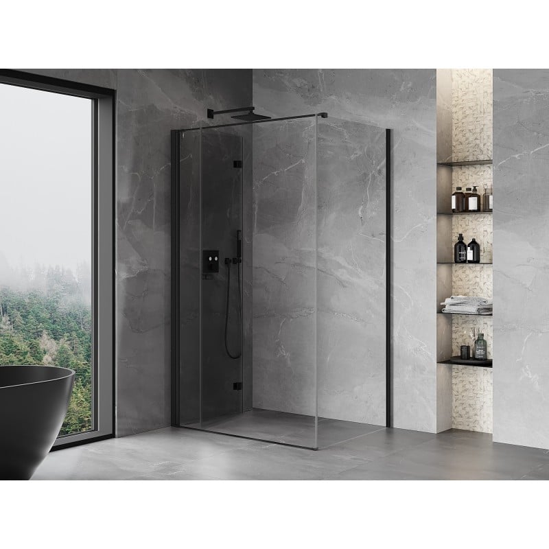 Mexen Mist-F Duschkabine klappbar links 75 x 80 cm, transparent, schwarz - 8A6T-075-080-70-00-L