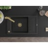 Mexen Elias Granitspüle 1-beckig mit Abtropffläche und Küchenarmatur Rita, Schwarz/Silber Metallic - 6511-73-670300-50
