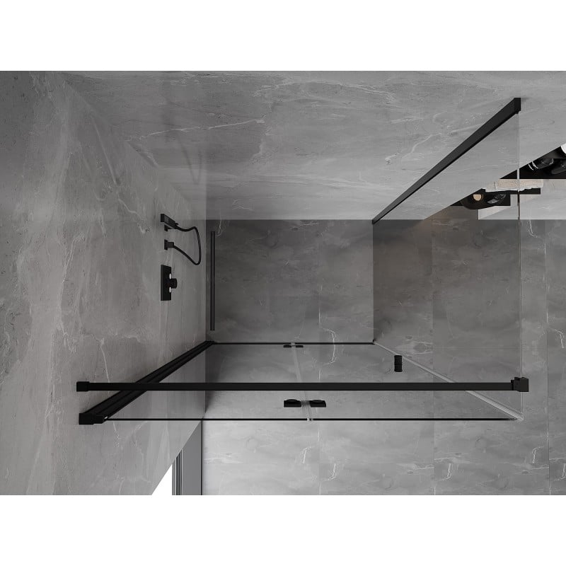 Mexen Mist-F Klappduschkabine links 105 x 110 cm, transparent, schwarz - 8A6T-105-110-70-00-L