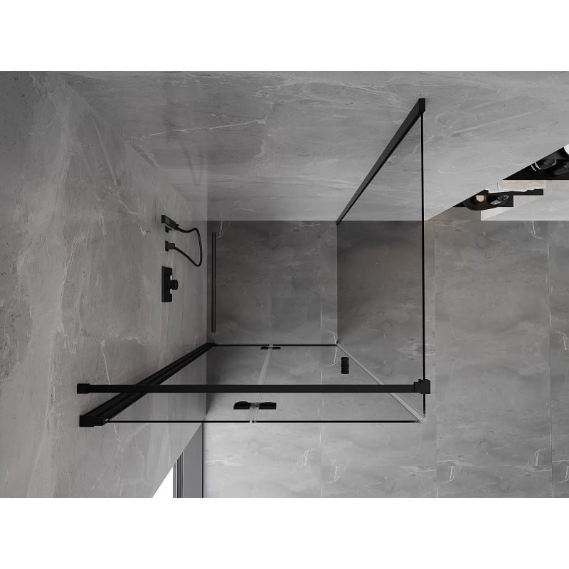 Mexen Mist-F Klappduschkabine links 120 x 120 cm, transparent, schwarz - 8A6T-120-120-70-00-L