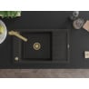 Mexen Elias Granitspüle 1-Becken mit Abtropffläche und Küchenarmatur Rita, schwarz/gold metallic - 6511-75-670300-50