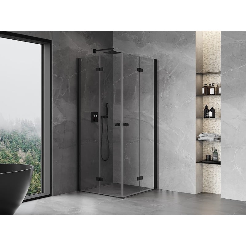 Mexen Mist-F Duo Faltbare Duschkabine 70 x 70 cm, transparent, schwarz - 8A6-070L-070P-70-00
