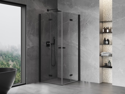 Mexen Mist-F Duo faltbare Duschkabine 85 x 85 cm, transparent, schwarz - 8A6-085L-085P-70-00