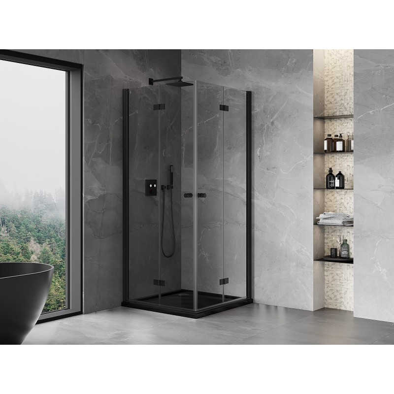 Mexen Mist-F Duo faltbare Duschkabine 100 x 100 cm, transparent, schwarz - 8A6-100L-100P-70-00