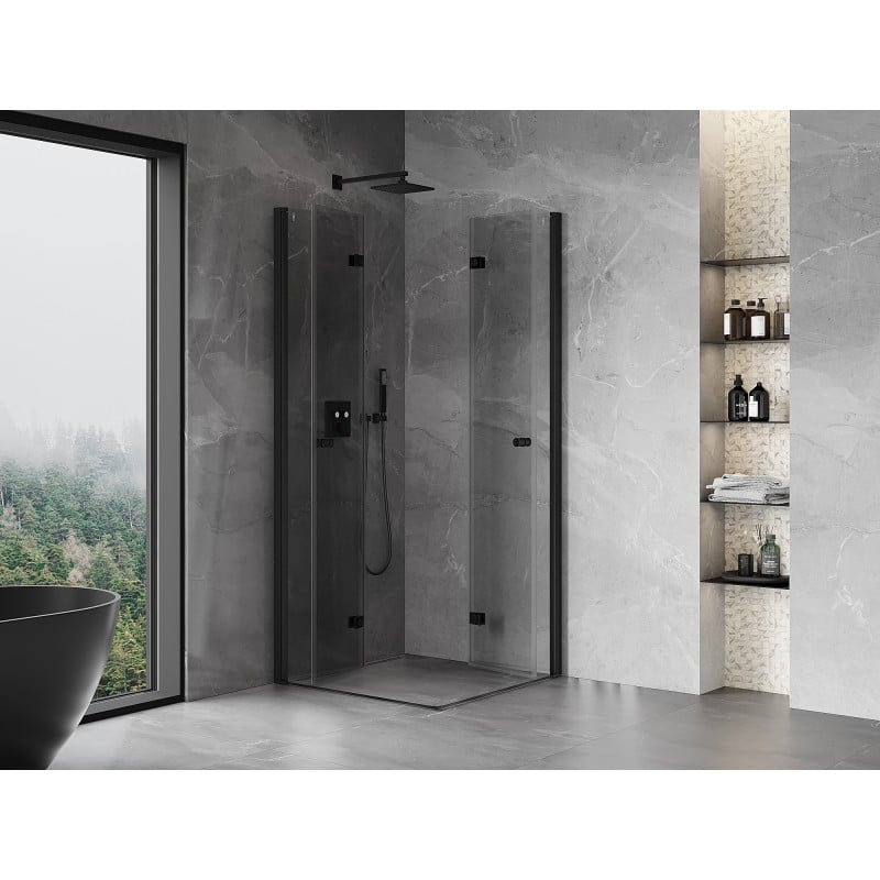 Mexen Mist-F Duo faltbare Duschkabine 100 x 100 cm, transparent, schwarz - 8A6-100L-100P-70-00