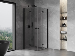 Mexen Mist-F Duo faltbare Duschkabine 115 x 115 cm, transparent, schwarz - 8A6-115L-115P-70-00