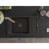 Mexen Elias Granitspüle 1-Becken mit Abtropffläche und Küchenarmatur Rita, schwarz/goldene Metallic - 6511-75-670300-50-B