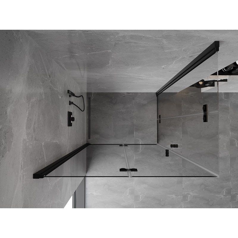 Mexen Mist-F Duo klappbare Duschkabine links 100 x 75 cm, transparent, schwarz - 8A6-100L-075P-70-00