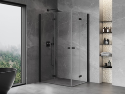 Mexen Mist-F Duo faltbare Duschkabine links 100 x 80 cm, transparent, schwarz - 8A6-100L-080P-70-00
