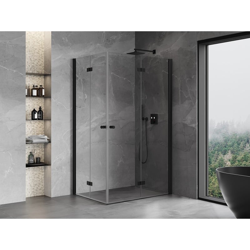 Mexen Mist-F Duo faltbare Duschkabine rechts 70 x 100 cm, transparent, schwarz - 8A6-070L-100P-70-00