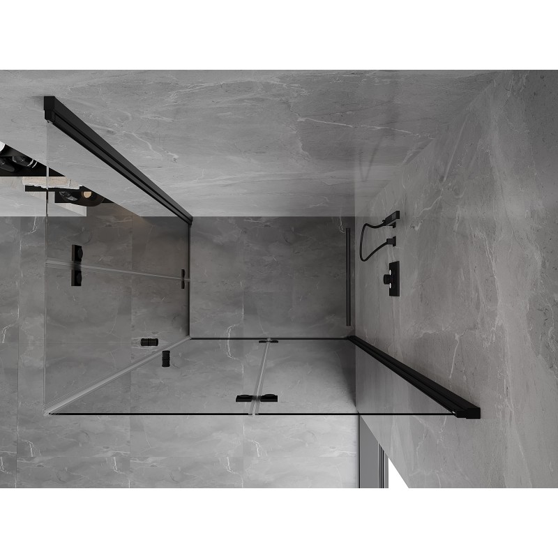 Mexen Mist-F Duo klappbare Duschkabine rechts 75 x 100 cm, transparent, schwarz - 8A6-075L-100P-70-00