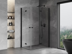 Mexen Mist-F Duo faltbare Duschkabine rechts 80 x 100 cm, transparent, schwarz - 8A6-080L-100P-70-00