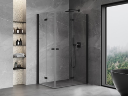 Mexen Mist-F Duo klappbare Duschkabine rechts 70 x 105 cm, transparent, schwarz - 8A6-070L-105P-70-00