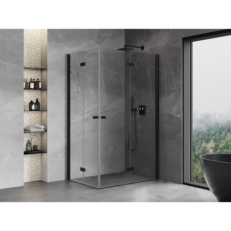 Mexen Mist-F Duo Duschkabine klappbar rechts 105 x 110 cm, transparent, schwarz - 8A6-105L-110P-70-00