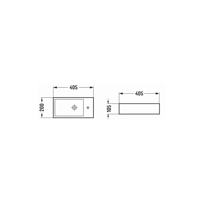Mexen Inez linkes Aufsatzwaschbecken 40 x 20 cm, hellgrau matt - 21484061L