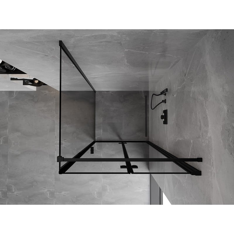 Mexen Mist-F Duschkabine klappbar rechts 70 x 70 cm, schwarzer Rahmen, schwarz - 8A6T-070-070-70-70-P