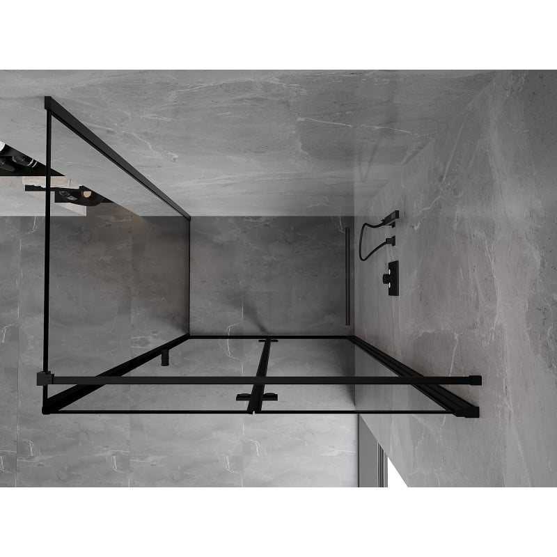 Mexen Mist-F Duschkabine klappbar rechts 75 x 70 cm, schwarzer Rahmen, schwarz - 8A6T-075-070-70-70-P