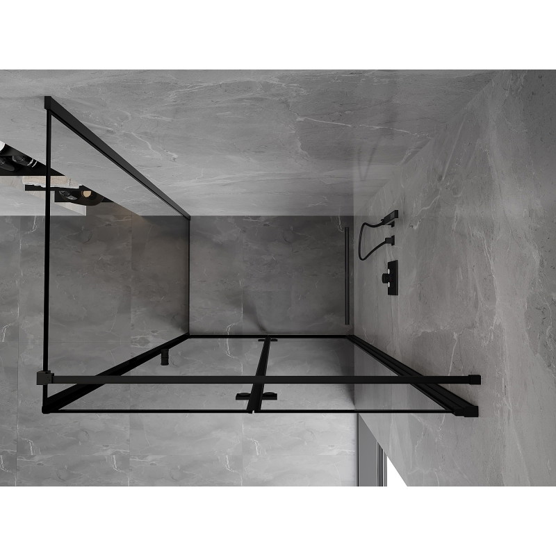 Mexen Mist-F faltbare Duschkabine rechts 75 x 70 cm, schwarzer Rahmen, schwarz - 8A6T-075-070-70-70-P