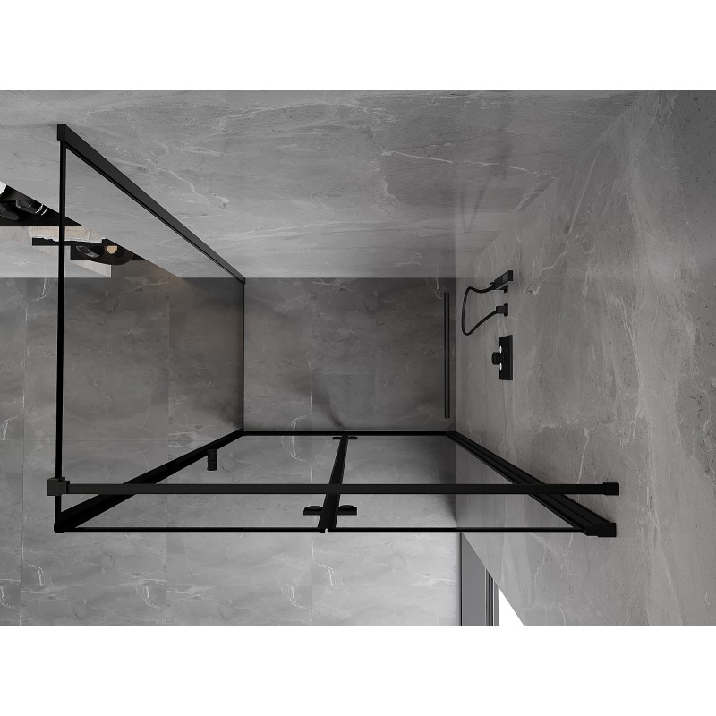 Mexen Mist-F klappbare Duschkabine rechts 120 x 80 cm, schwarzer Rahmen, schwarz - 8A6T-120-080-70-70-P