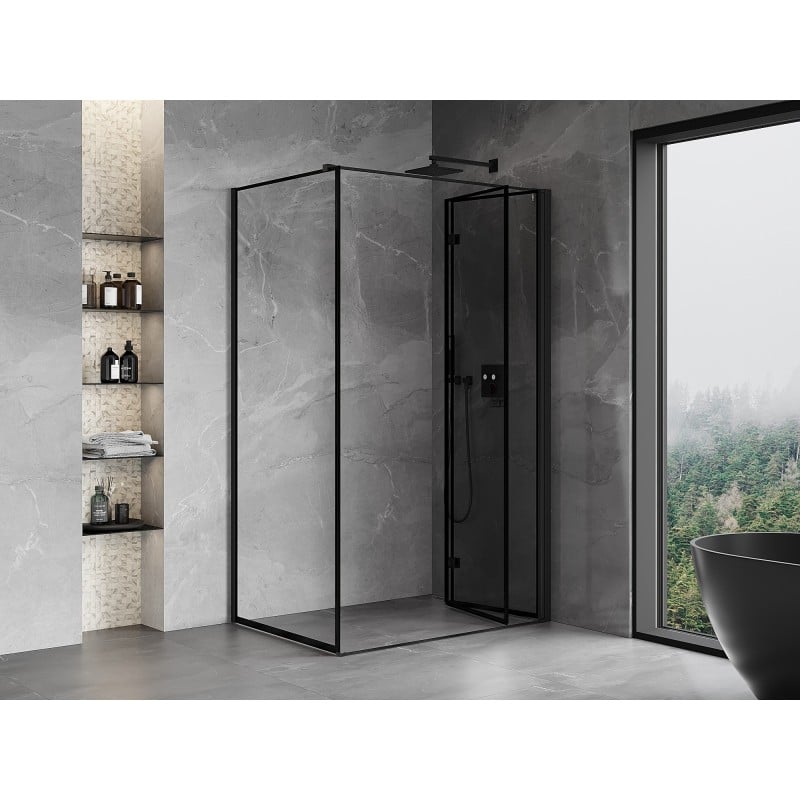 Mexen Mist-F faltbare Duschkabine rechts 70 x 95 cm, schwarzer Rahmen, schwarz - 8A6T-070-095-70-70-P