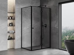 Mexen Mist-F Duschkabine klappbar rechts 80 x 100 cm, schwarzer Rahmen, schwarz - 8A6T-080-100-70-70-P