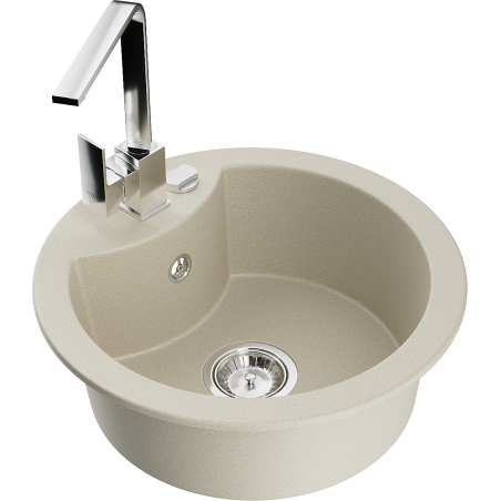 Mexen Diego Granitspüle 1-Becken mit Küchenarmatur Rita, beige - 6512-69-670300-00