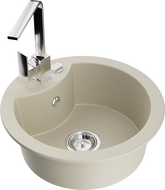 Mexen Diego Granitspüle 1-Becken mit Küchenarmatur Rita, beige - 6512-69-670300-00