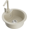 Mexen Diego Granitspüle 1-Becken mit Küchenarmatur Rita, beige - 6512-69-670300-69