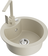 Mexen Diego Granitspüle 1-Becken mit Küchenarmatur Rita, beige - 6512-69-670300-69