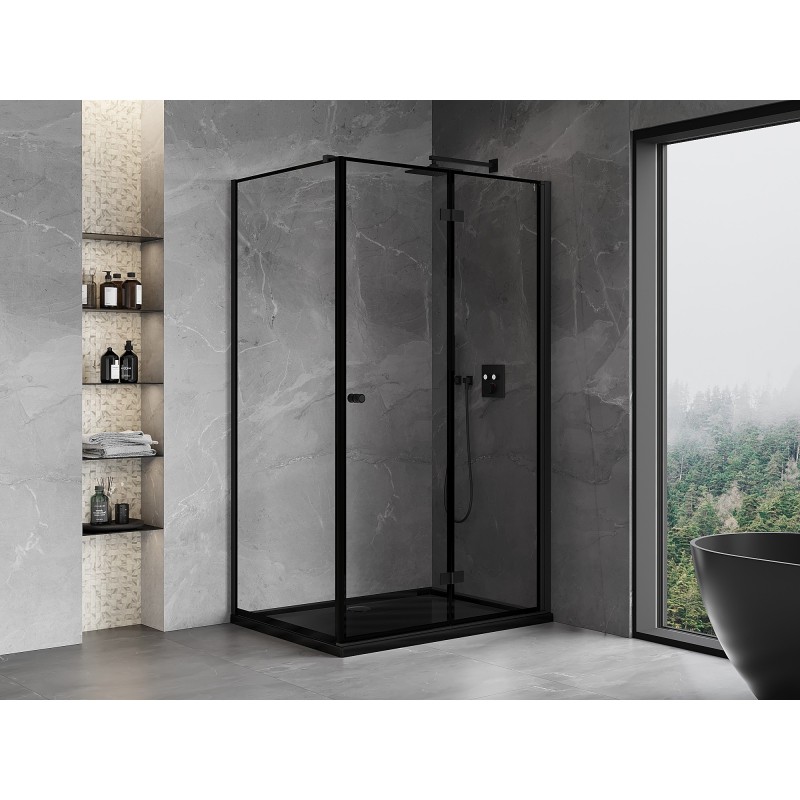 Mexen Mist-F Duschkabine klappbar rechts 110 x 100 cm, schwarzer Rahmen, schwarz - 8A6T-110-100-70-70-P