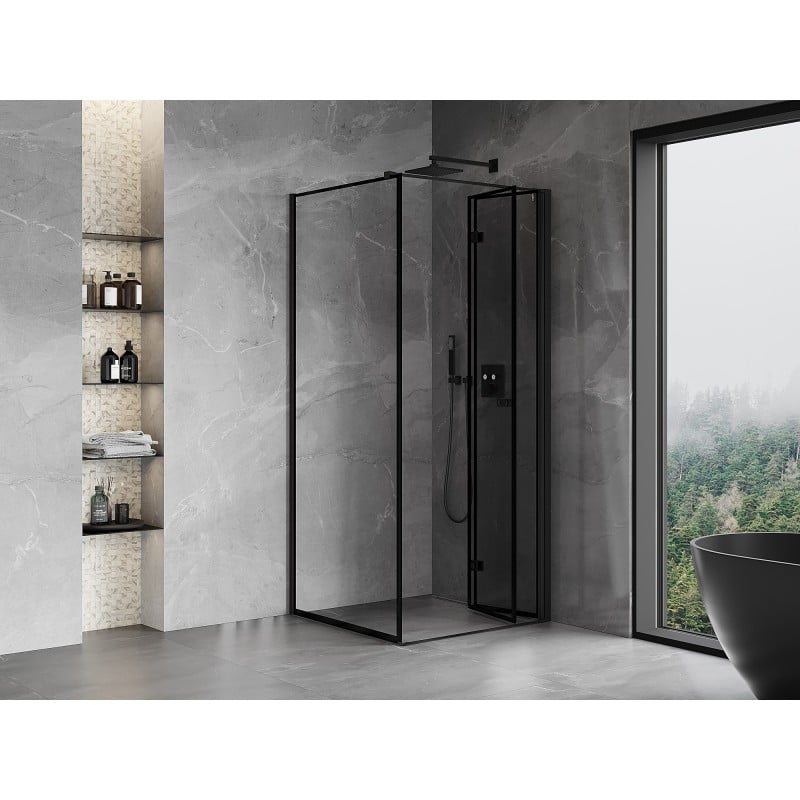 Mexen Mist-F faltbare Duschkabine rechts 120 x 110 cm, schwarzer Rahmen, schwarz - 8A6T-120-110-70-70-P - 8A6T-120-120-70-70-P