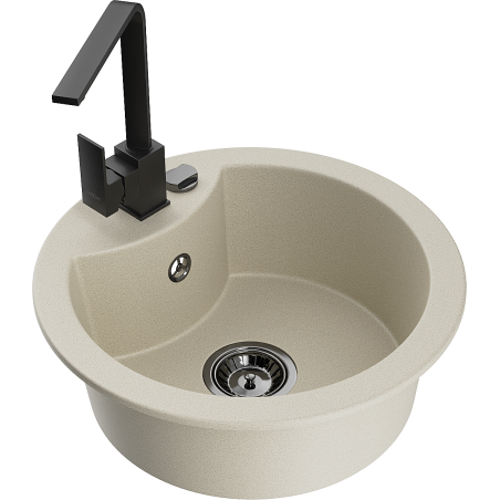 Mexen Diego Granitspüle 1-Becken mit Küchenarmatur Rita, beige - 6512-69-670300-70