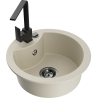 Mexen Diego Granitspüle 1-Becken mit Küchenarmatur Rita, beige - 6512-69-670300-70
