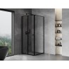 Mexen Mist-F klappbare Duschkabine links 85 x 85 cm, schwarzer Rahmen, schwarz - 8A6T-085-085-70-70-L