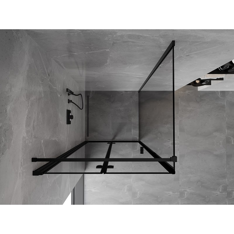 Mexen Mist-F klappbare Duschkabine links 85 x 85 cm, schwarzer Rahmen, schwarz - 8A6T-085-085-70-70-L
