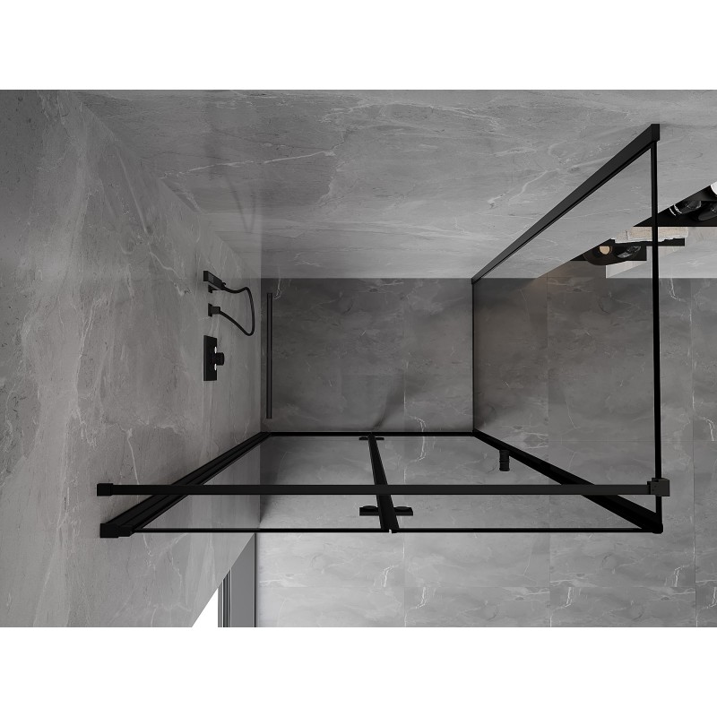 Mexen Mist-F Falt-Duschkabine links 90 x 95 cm, schwarzer Rahmen, schwarz - 8A6T-090-095-70-70-L
