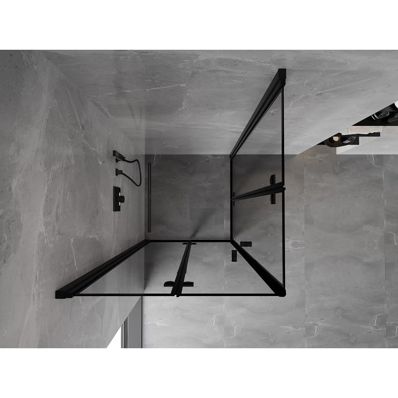 Mexen Mist-F Duo faltbare Duschkabine 70 x 70 cm, schwarzer Rahmen, schwarz - 8A6-070L-070P-70-70