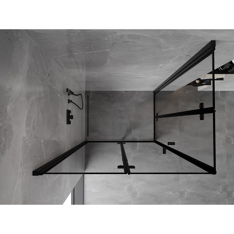 Mexen Mist-F Duo klappbare Duschkabine links 90 x 85 cm, schwarzer Rahmen, schwarz - 8A6-090L-085P-70-70