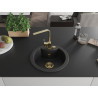 Mexen Diego Granitspüle 1-Kammer mit Küchenarmatur Rita, schwarz/silber metallic - 6512-73-670300-50