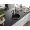 Mexen Diego Granitspüle, 1-beckig mit Küchenarmatur Rita, schwarz/silber Metallic - 6512-73-670300-70-B