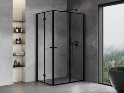 Mexen Mist-F Duo Faltbare Duschkabine rechts 80 x 90 cm, schwarzer Rahmen, schwarz - 8A6-080L-090P-70-70