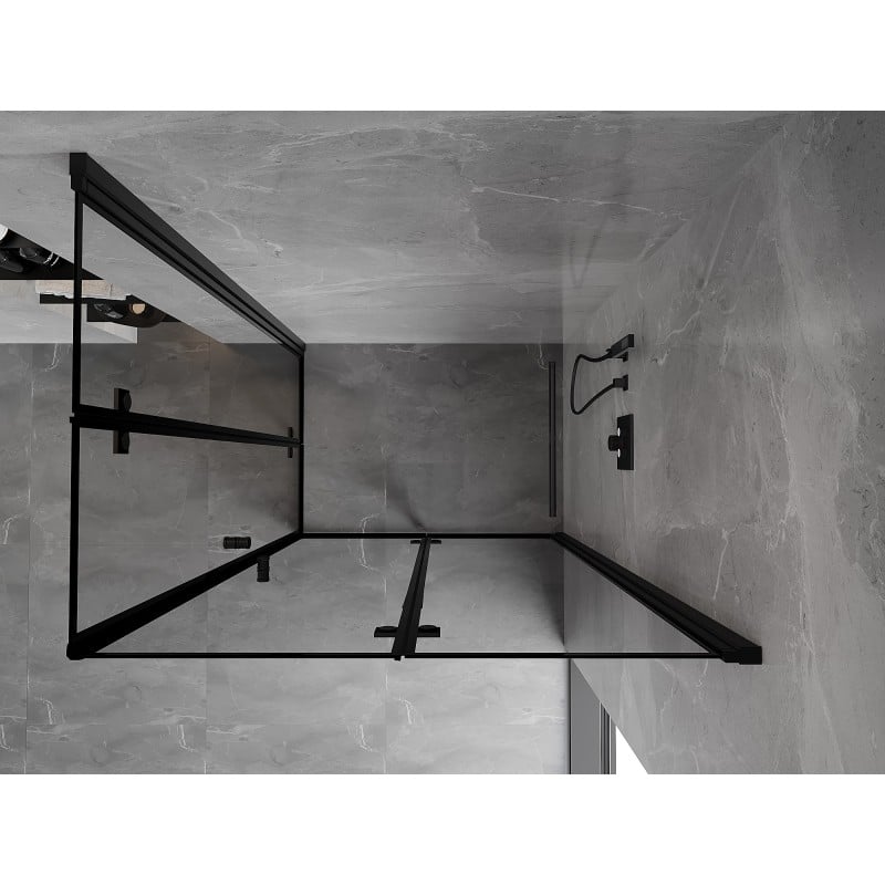 Mexen Mist-F Duo klappbare Duschkabine rechts 70 x 100 cm, schwarzer Rahmen, schwarz - 8A6-070L-100P-70-70