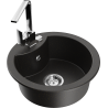 Mexen Diego Granitspüle 1-Becken mit Küchenarmatur Rita, schwarz/gold metallisch - 6512-75-670300-00