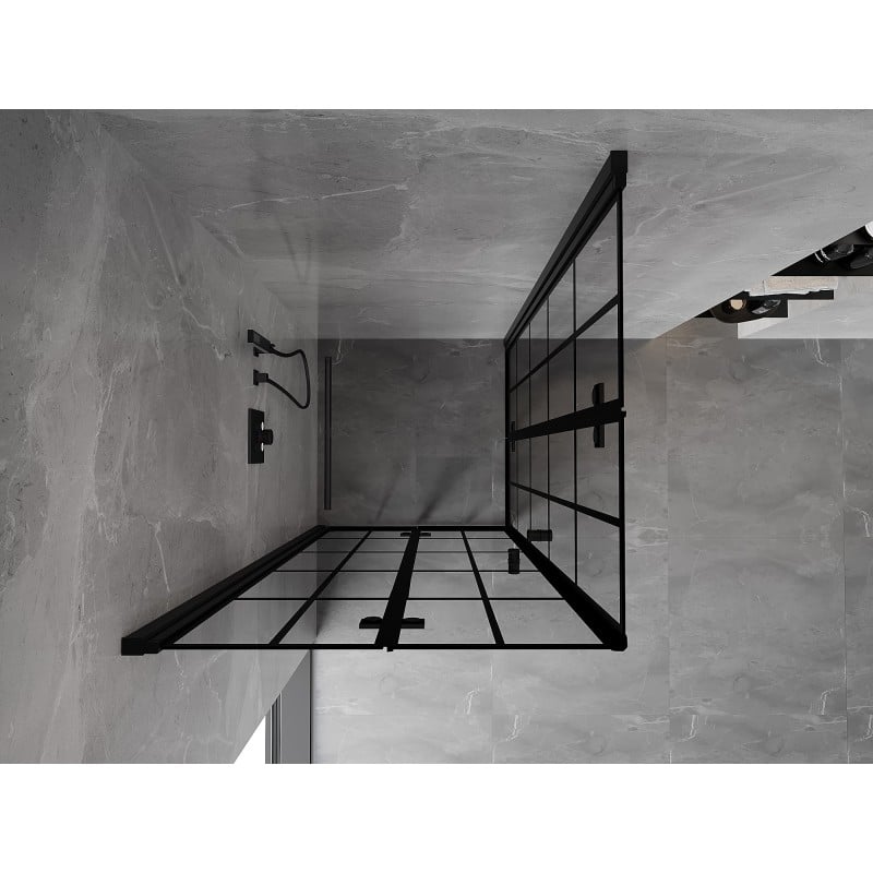 Mexen Mist-F Duo faltbare Duschkabine 85 x 85 cm, schwarzes Raster, schwarz - 8A6-085L-085P-70-77