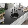 Mexen Diego Granitspüle 1-beckig mit Küchenarmatur Rita, schwarz/gold metallic - 6512-75-670300-00