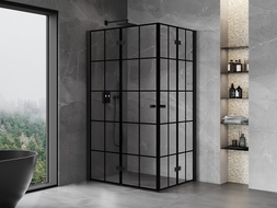 Mexen Mist-F Duo faltbare Duschkabine links 100 x 70 cm, schwarzes Gitter, schwarz - 8A6-100L-070P-70-77
